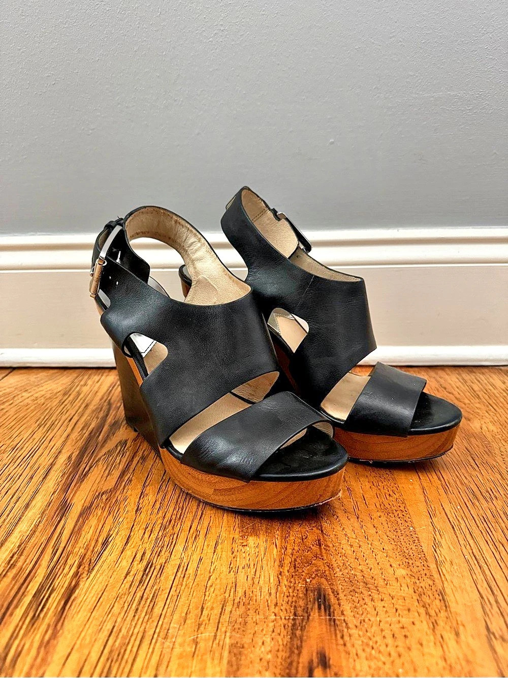 Michael Kors Black Wedge Sandals